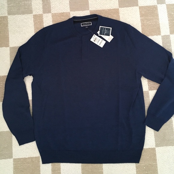 NWT Club Room Merino Wool Blend Sweater Navy Blue Size L - Picture 5 of 9